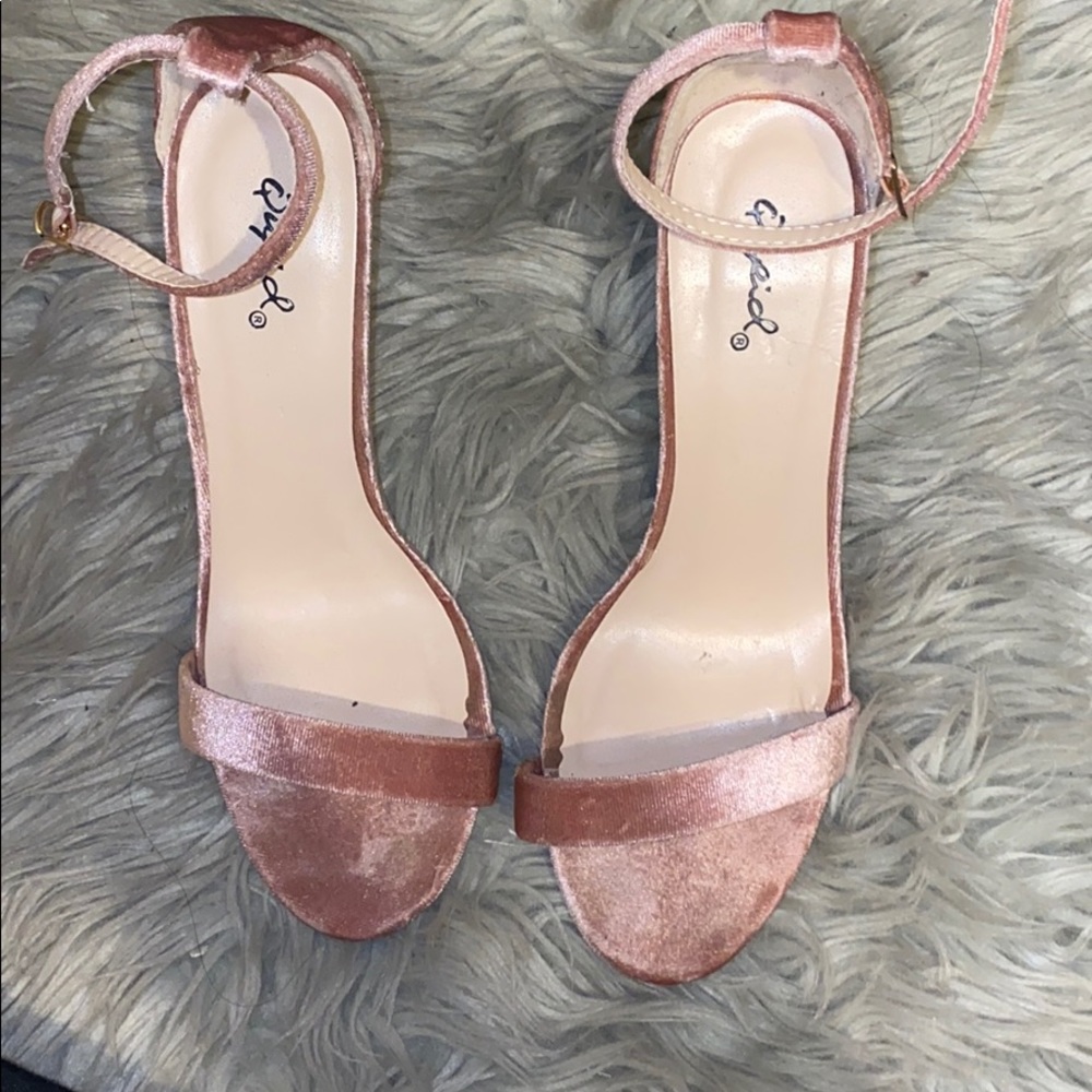 Blush suede heels